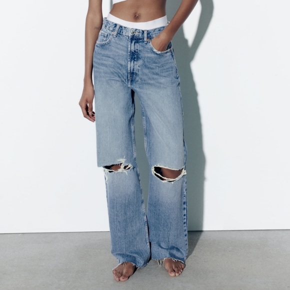 ZARA wide leg ripped jeans - Picture 2 of 5